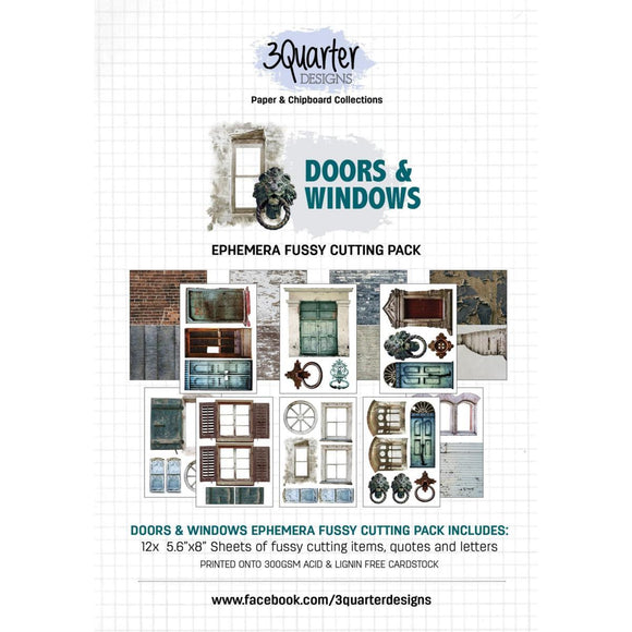 3 Quater Designs-Doors & Windows-6x4 Ephemera Fussy Cutting  Pack