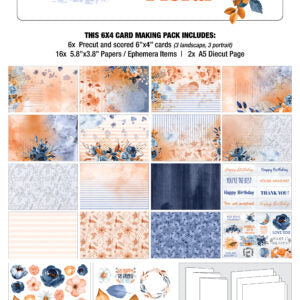 3 Quater Designs-Dusty Floral-6x4 Card Packs