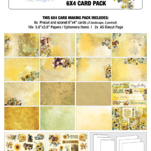 3 Quater Designs-Sunflower Elixer-6x4 Card Pack