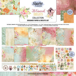 3 Quater Designs-Botanical Brights-12x12 Paper Pack