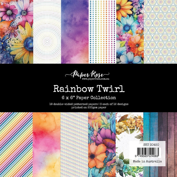 Paper Roses-6x6 Paper Pad-Rainbow Twirl