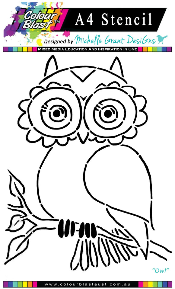 Colourblast-Stencil-A4 Owl