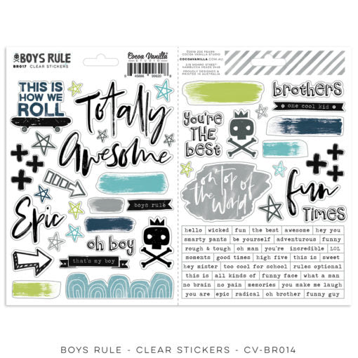 Cocoa Vanilla Studio - Boys Rule - Clear stickers